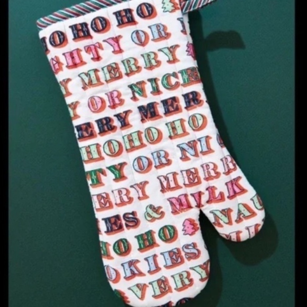Anthropologie George & Viv Very Merry Oven Mitt Christmas